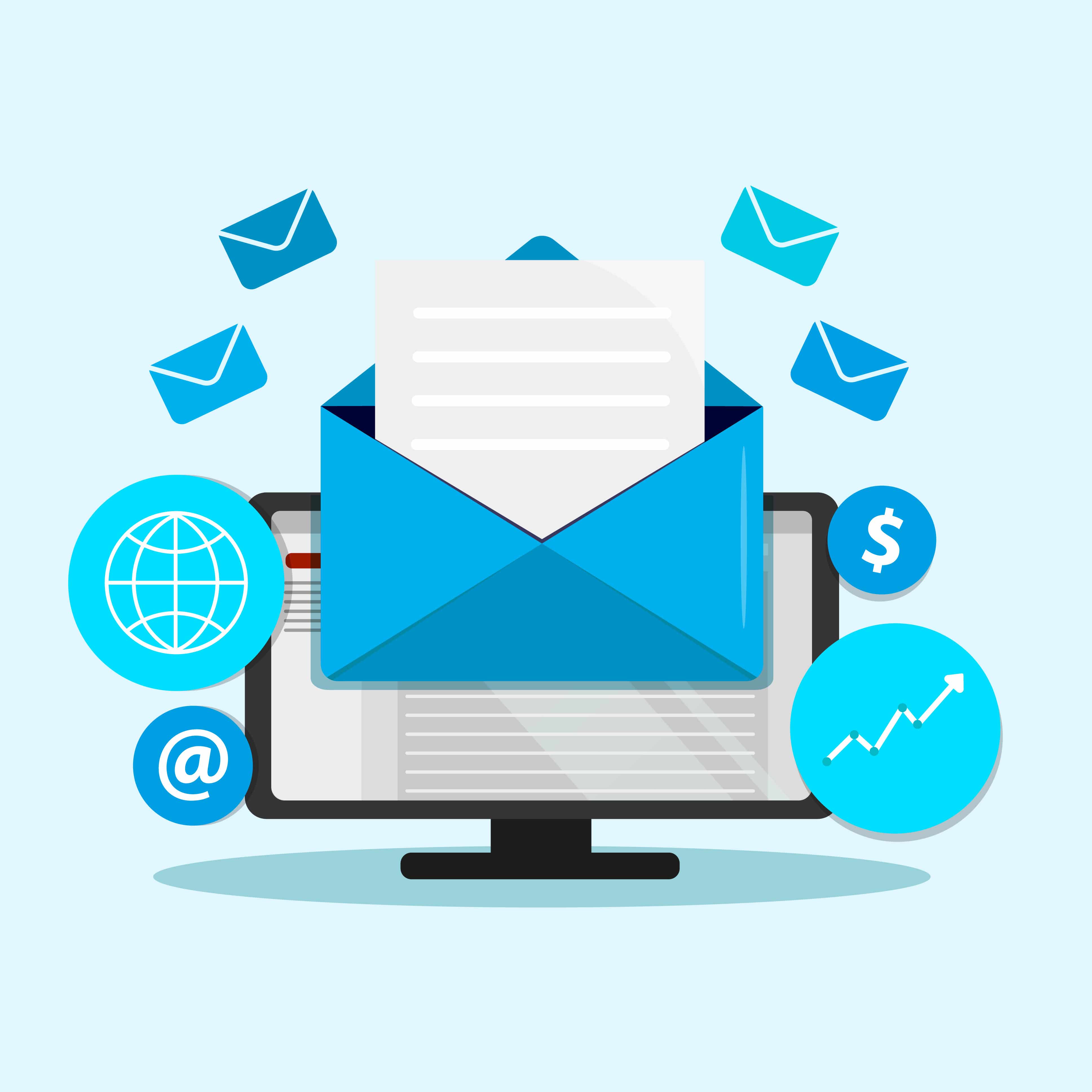 Email marketing campaign  with updates and welcome letters 